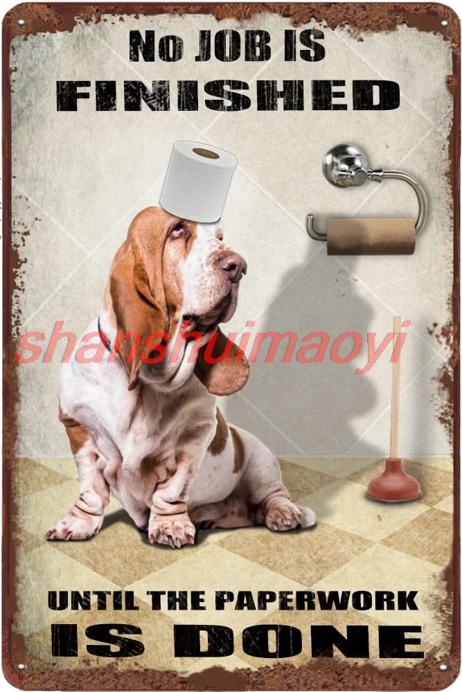 Farming Jobs - Basset Hound hond badkamer blikken bord